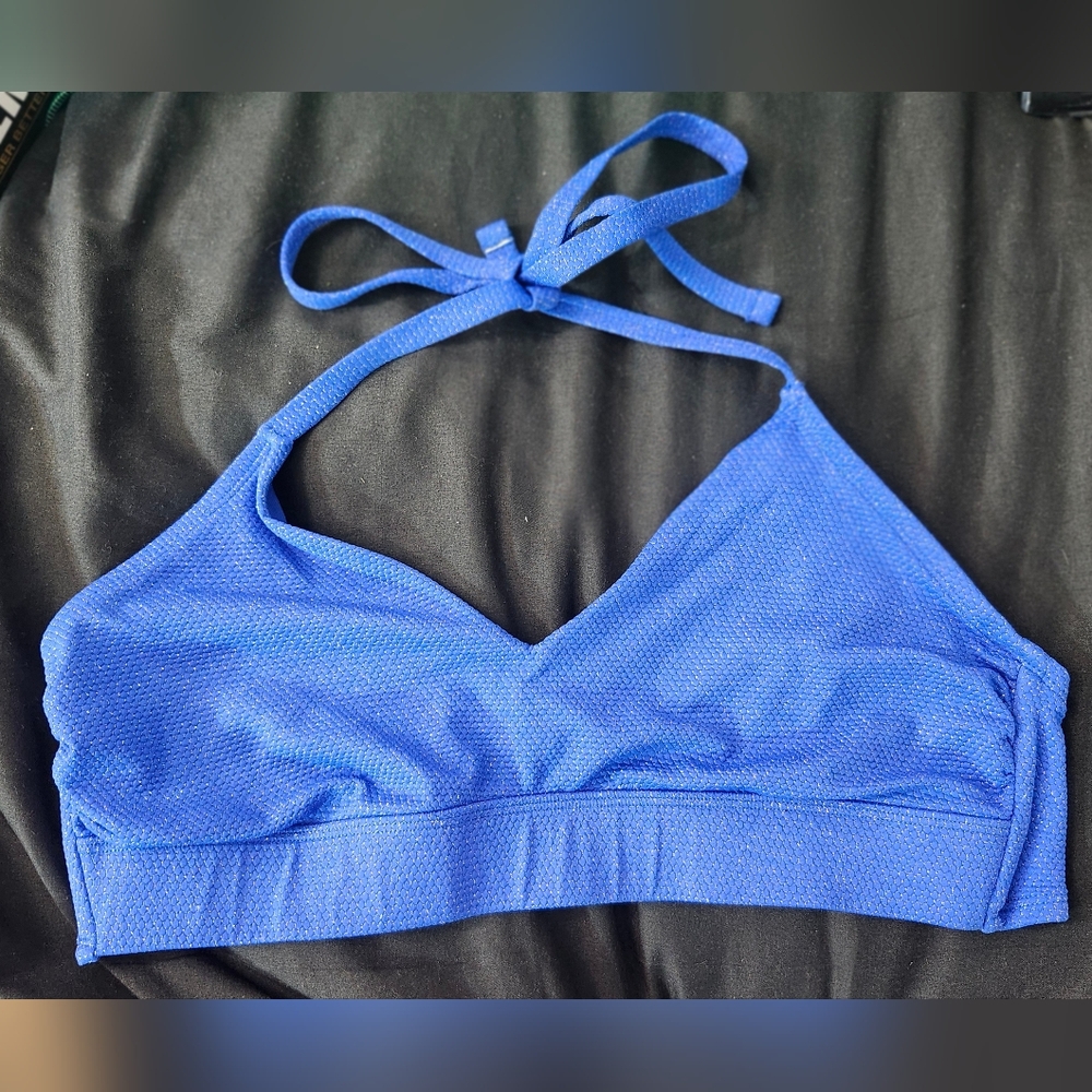 Time And True Juniors Blue Sparkle Bikini Swim Top XL